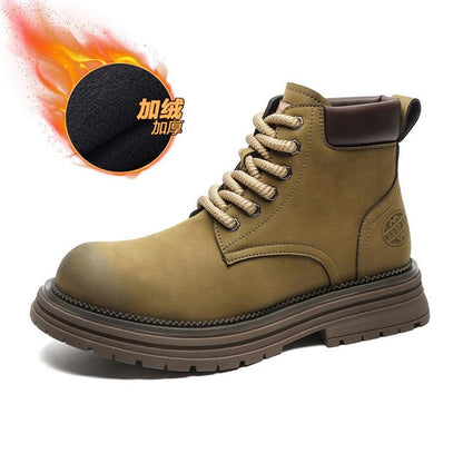 Men's Desert Boots Retro Work Boots High Top Leather Shoes Chunky Sole