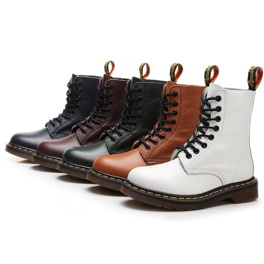 Genuine Leather Motorcycle Boots for Men & Women - Classic 1460 Soft Grain Ankle Boots
