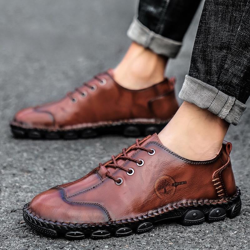 Men's Genuine Leather Casual Shoes Summer Breathable Soft Sole Slip-On Loafers