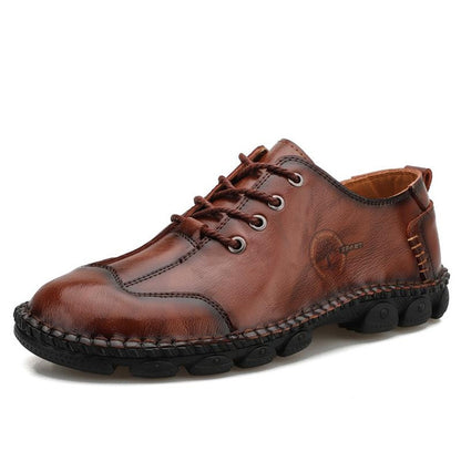 Men's Genuine Leather Casual Shoes Summer Breathable Soft Sole Slip-On Loafers