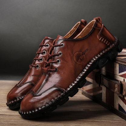 Men's Genuine Leather Casual Shoes Summer Breathable Soft Sole Slip-On Loafers