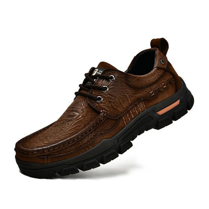 Men's Genuine Leather Casual Shoes Outdoor Work Boots Non-Slip Soft Sole Derbies