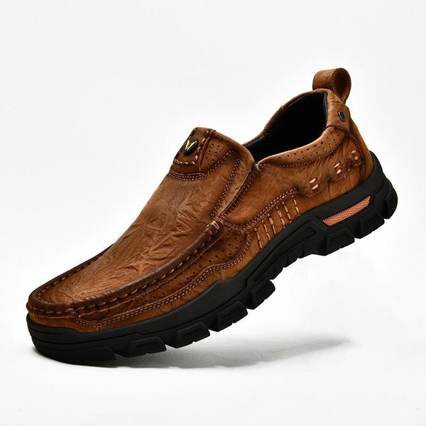 Men's Genuine Leather Casual Shoes Outdoor Work Boots Non-Slip Soft Sole Derbies