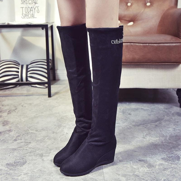 Knee High Boots for Women Platform Wedge Heel Stretch Thigh High Boots Sexy & Slimming