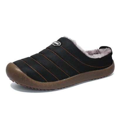 Men's Winter Fleece-Lined Slippers Indoor Outdoor Dual Use Warm House Shoes