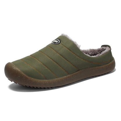 Men's Winter Fleece-Lined Slippers Indoor Outdoor Dual Use Warm House Shoes