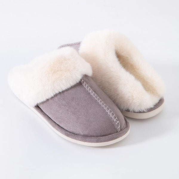Plush Memory Foam Slippers Winter Warm Fleece Lined Indoor Outdoor House Shoes for Men and Women