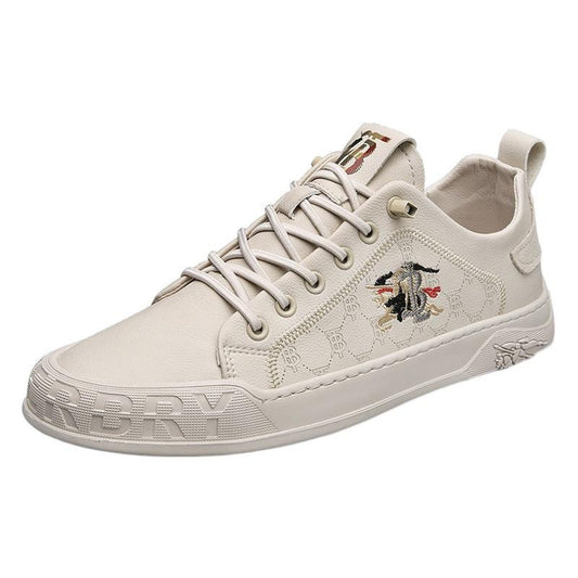 Men's Genuine Leather Slip-On Loafers | Breathable Soft Sole Casual Sneakers | Minimalist White Shoes