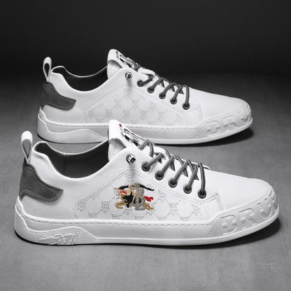 Men's Genuine Leather Slip-On Loafers | Breathable Soft Sole Casual Sneakers | Minimalist White Shoes