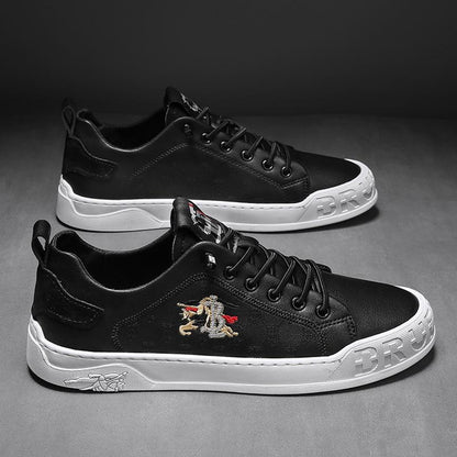 Men's Genuine Leather Slip-On Loafers | Breathable Soft Sole Casual Sneakers | Minimalist White Shoes