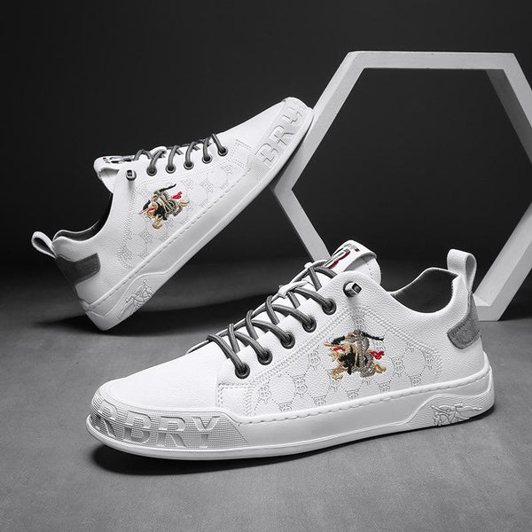 Men's Genuine Leather Slip-On Loafers | Breathable Soft Sole Casual Sneakers | Minimalist White Shoes