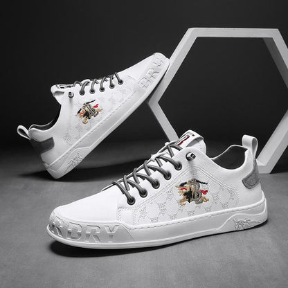 Men's Genuine Leather Slip-On Loafers | Breathable Soft Sole Casual Sneakers | Minimalist White Shoes