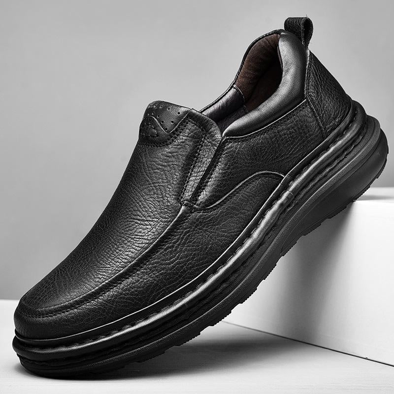 Handmade Genuine Leather Men's Slip-On Dress Shoes | Thick Sole Business Casual Loafers for Men