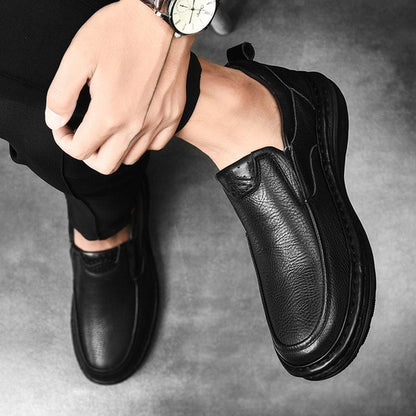 Handmade Genuine Leather Men's Slip-On Dress Shoes | Thick Sole Business Casual Loafers for Men