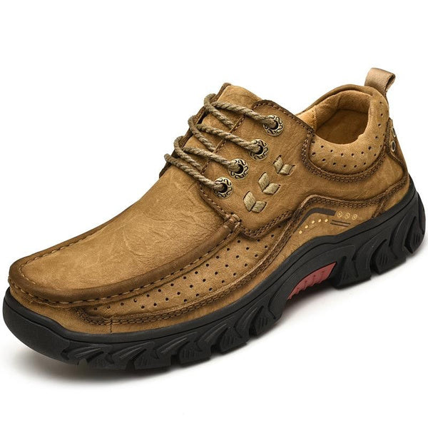 Men's Genuine Leather Outdoor Casual Boots Waterproof Slip-Resistant Hiking Shoes Non-Slip Work Boots