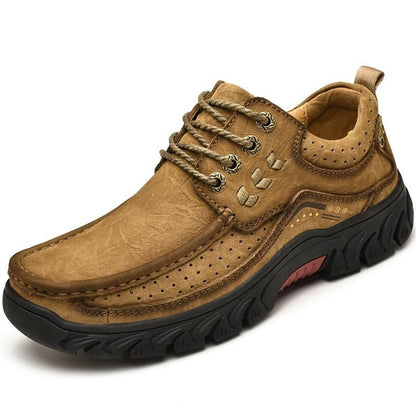 Men's Genuine Leather Outdoor Casual Boots Waterproof Slip-Resistant Hiking Shoes Non-Slip Work Boots