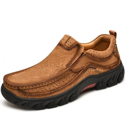 Men's Genuine Leather Outdoor Casual Boots Waterproof Slip-Resistant Hiking Shoes Non-Slip Work Boots