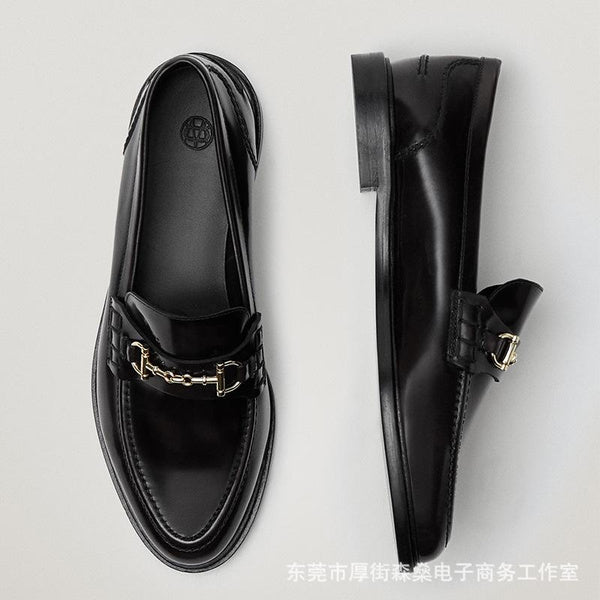 Classic Leather Loafers for Women Slip On Comfort Flat Shoes with Horsebit Detail