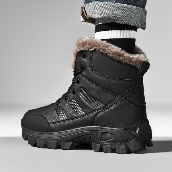 Men's Winter Boots Waterproof Snow Boots Insulated Warm High Top Thermal Shoes