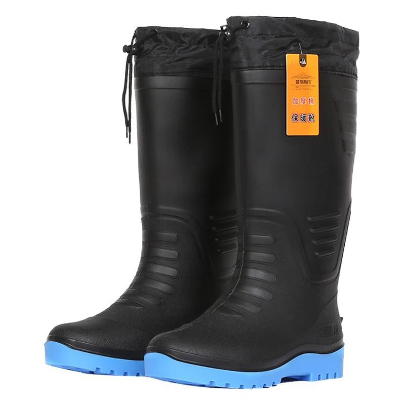 Men's Insulated Waterproof Rain Boots Winter Thermal Snow Boots with Fleece Lining Non-Slip Rubber Boots