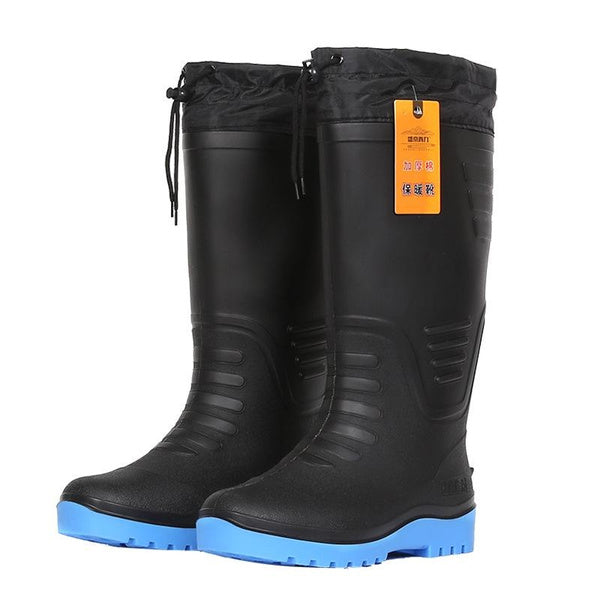 Men's Insulated Waterproof Rain Boots Winter Thermal Snow Boots with Fleece Lining Non-Slip Rubber Boots