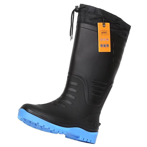 Men's Insulated Waterproof Rain Boots Winter Thermal Snow Boots with Fleece Lining Non-Slip Rubber Boots