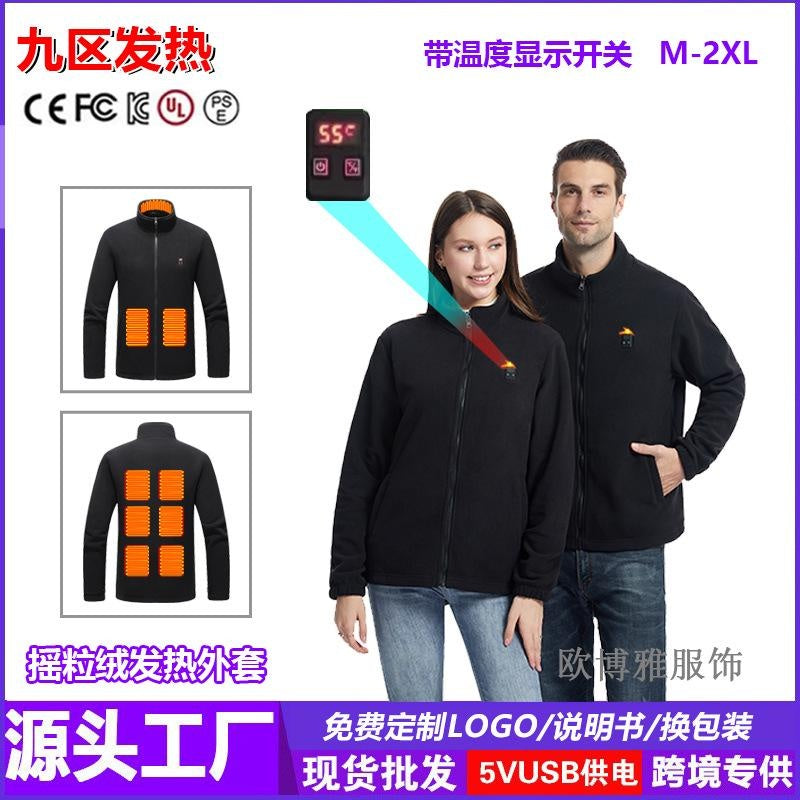 Smart Heated Jacket with Display - Fleece Lined Electric Warming Coat, Adjustable Temperature Control