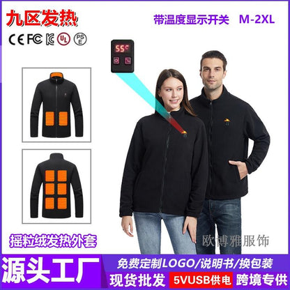 Smart Heated Jacket with Display - Fleece Lined Electric Warming Coat, Adjustable Temperature Control
