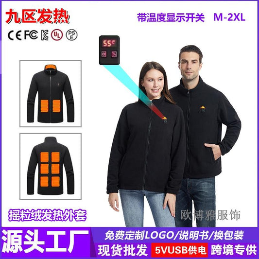Smart Heated Jacket with Display - Fleece Lined Electric Warming Coat, Adjustable Temperature Control