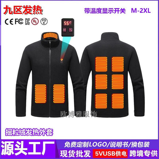 Smart Heated Jacket with Display - Fleece Lined Electric Warming Coat, Adjustable Temperature Control