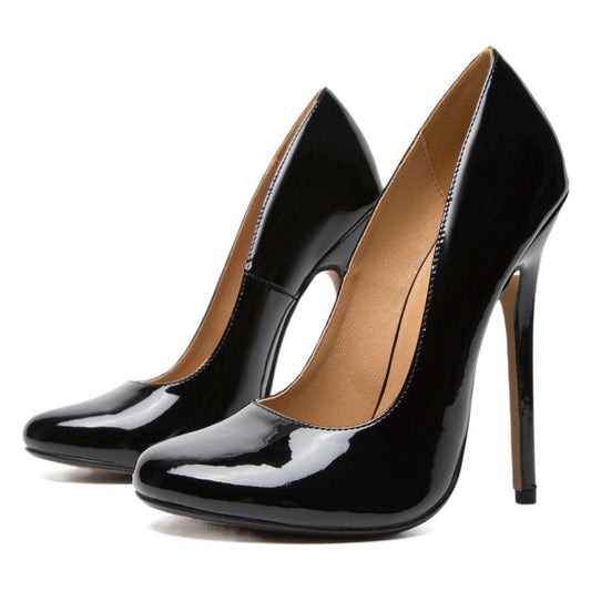 BLP-13 Black Stiletto Heels for Women | Extra Wide Fit European Sizes | 5.5 Inch High Heels