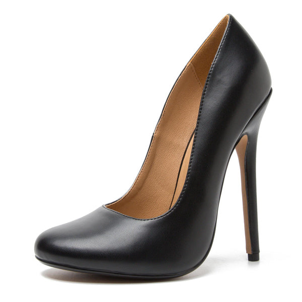 BLP-13 Black Stiletto Heels for Women | Extra Wide Fit European Sizes | 5.5 Inch High Heels