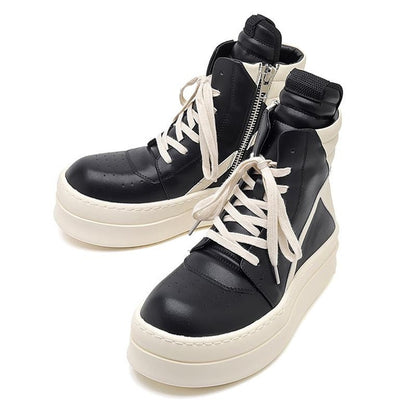 Men's High-Top Skate Shoes Chunky Sole Platform Sneakers Black White Casual Boots