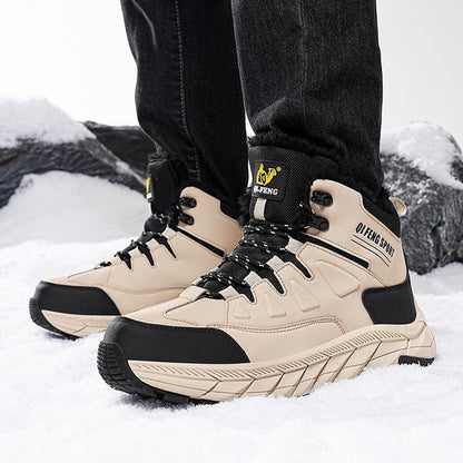 Men's Waterproof Hiking Boots Winter Warm Snow Boots Outdoor Trekking Shoes Non-Slip Insulated Mountaineering Boots