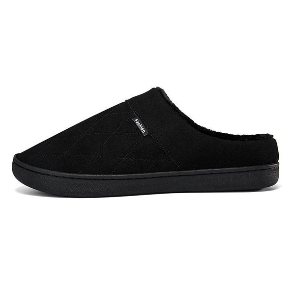 Men's Plush Slippers Indoor Warm House Shoes with Thick Sole Large Size Home Fuzzy Slides