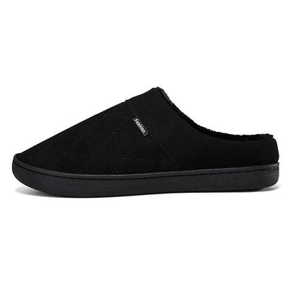 Men's Plush Slippers Indoor Warm House Shoes with Thick Sole Large Size Home Fuzzy Slides