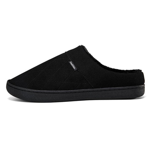 Men's Plush Slippers Indoor Warm House Shoes with Thick Sole Large Size Home Fuzzy Slides