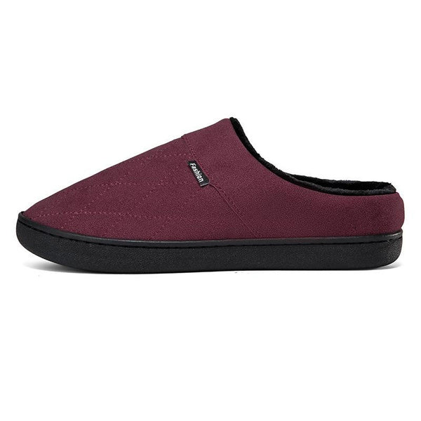 Men's Plush Slippers Indoor Warm House Shoes with Thick Sole Large Size Home Fuzzy Slides