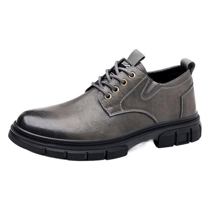 Men's Chunky Sole Work Boots Outdoor Casual Lace-Up Retro Fashion Shoes
