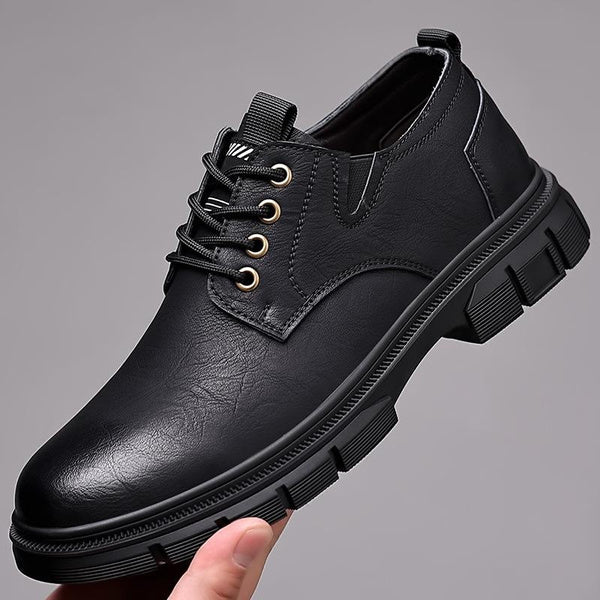 Men's Chunky Sole Work Boots Outdoor Casual Lace-Up Retro Fashion Shoes