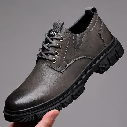 Men's Chunky Sole Work Boots Outdoor Casual Lace-Up Retro Fashion Shoes