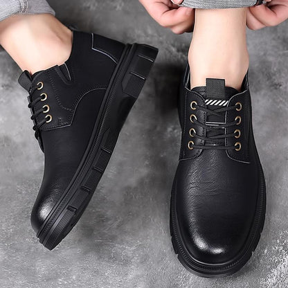Men's Chunky Sole Work Boots Outdoor Casual Lace-Up Retro Fashion Shoes
