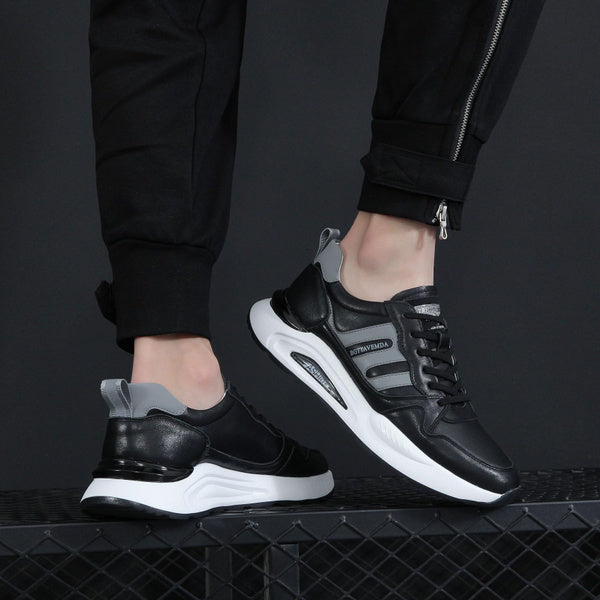 Men's Genuine Leather Sneakers | Full Grain Leather Casual Sports Shoes in White