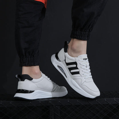 Men's Genuine Leather Sneakers | Full Grain Leather Casual Sports Shoes in White