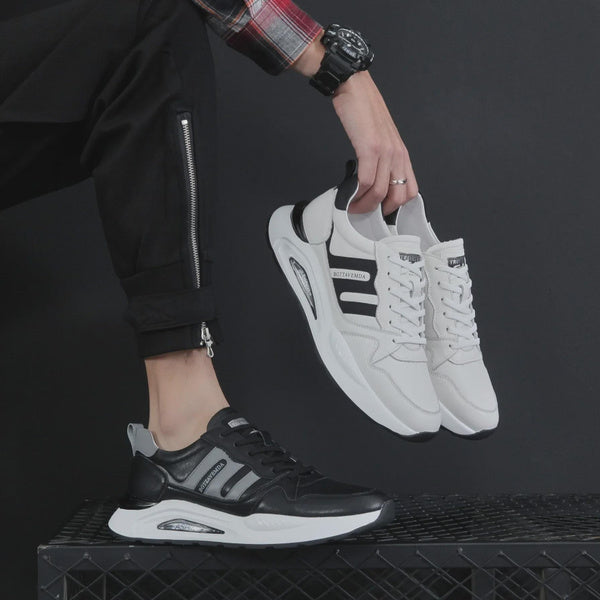 Men's Genuine Leather Sneakers | Full Grain Leather Casual Sports Shoes in White