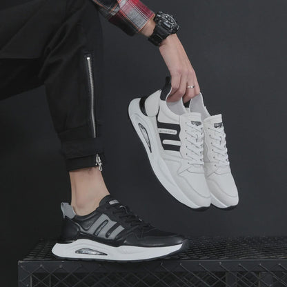 Men's Genuine Leather Sneakers | Full Grain Leather Casual Sports Shoes in White