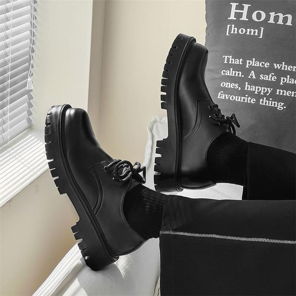 Chunky Platform Martin Boots | Round Toe British Style Japanese Streetwear Fashion Shoes
