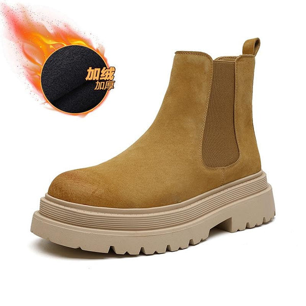 Men's Genuine Leather Timberland Boots | Chunky Sole Work Boots with Hidden Height Increase | Autumn Casual Style 44161-J