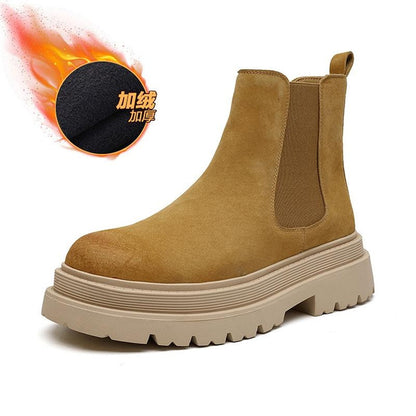 Men's Genuine Leather Timberland Boots | Chunky Sole Work Boots with Hidden Height Increase | Autumn Casual Style 44161-J