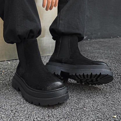 Men's Genuine Leather Timberland Boots | Chunky Sole Work Boots with Hidden Height Increase | Autumn Casual Style 44161-J